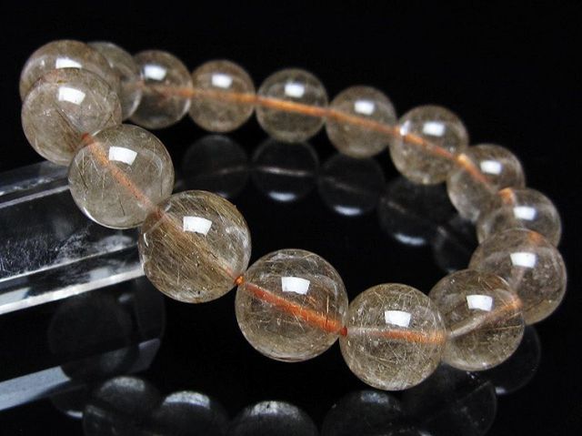 金針ルチル水晶ブレスレット 13mm [t50-10596]