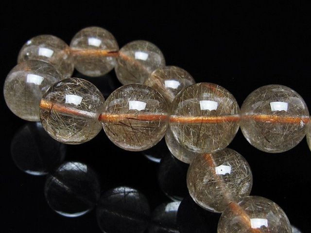金針ルチル水晶ブレスレット 13mm [t50-10596]