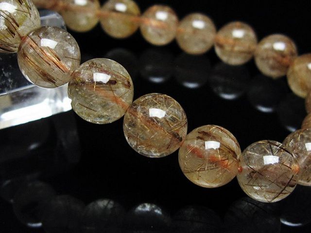 金針ルチル水晶ブレスレット 9mm [t50-10605]