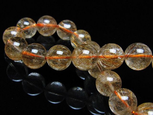 金針ルチル水晶ブレスレット 11mm [t50-10696]