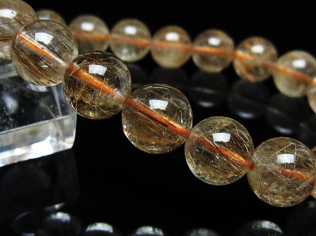 金針ルチル水晶ブレスレット 11mm [t50-10696]