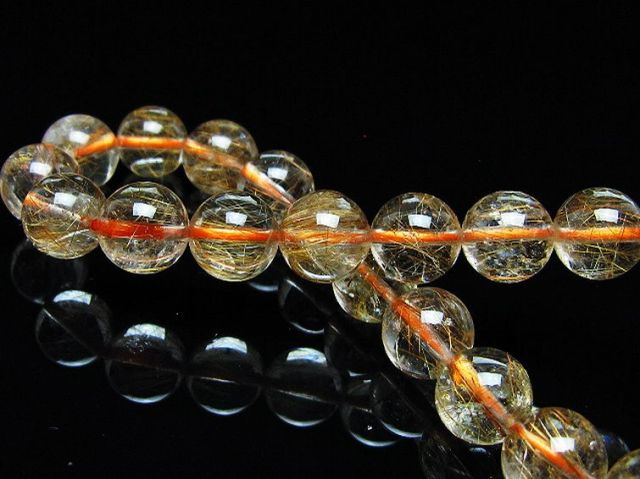 金針ルチル水晶ブレスレット 9mm [t50-10729]