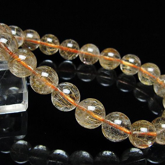 金針ルチル水晶ブレスレット 9mm [t50-10736]