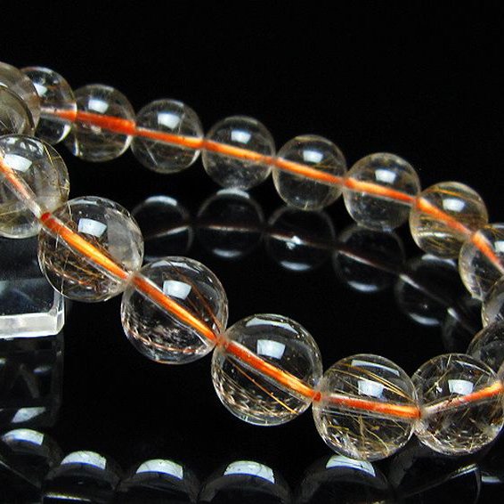 金針ルチル水晶ブレスレット 12mm [t50-10749]
