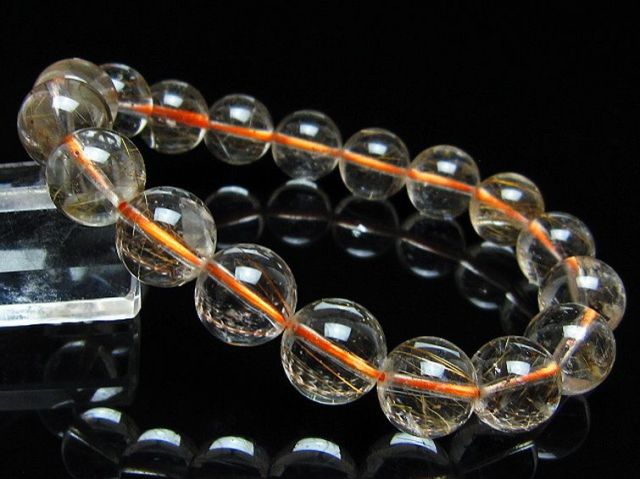 金針ルチル水晶ブレスレット 12mm [t50-10749]