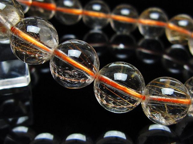 金針ルチル水晶ブレスレット 12mm [t50-10749]