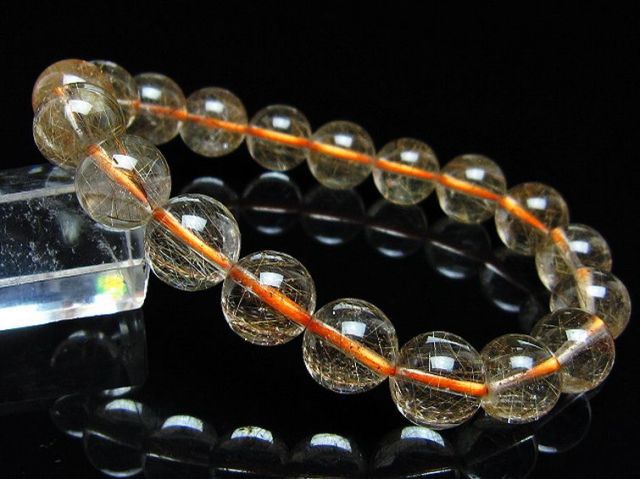 金針ルチル水晶ブレスレット 11mm [t50-10754]