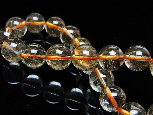 金針ルチル水晶ブレスレット 11mm [t50-10754]