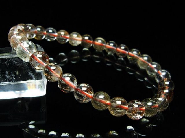 金針ルチル水晶ブレスレット 7mm [T50-6857]