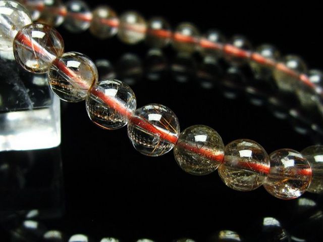 金針ルチル水晶ブレスレット 7mm [T50-6857]
