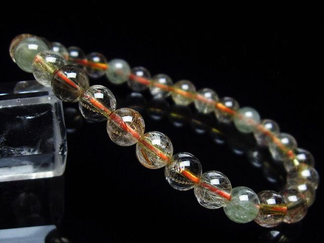 金針ルチル水晶ブレスレット 7mm [T50-8621]