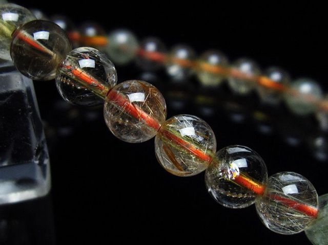 金針ルチル水晶ブレスレット 7mm [T50-8621]