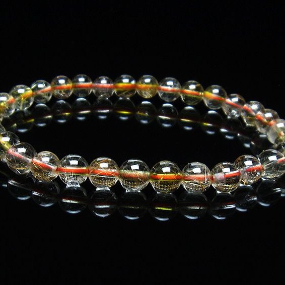金針ルチル水晶ブレスレット 6mm [T50-8665]