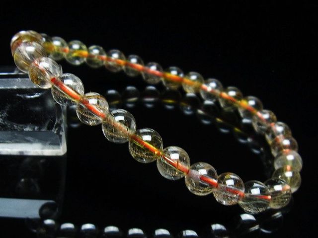 金針ルチル水晶ブレスレット 6mm [T50-8665]
