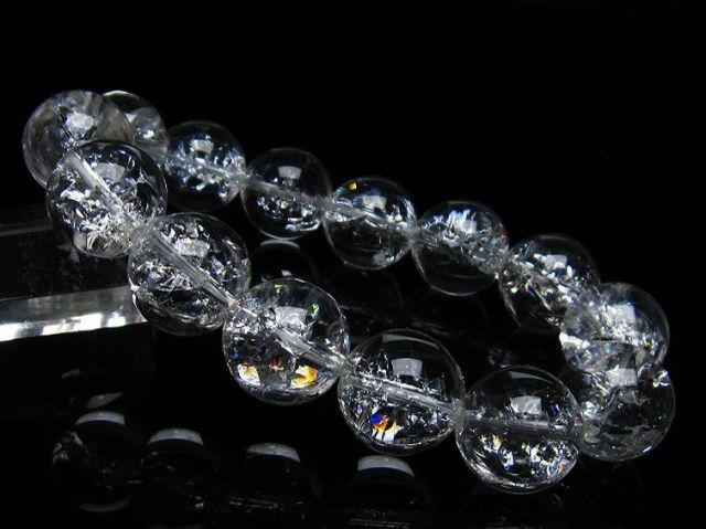 アイリスクォーツ 虹入り レインボークラック水晶 ブレスレット 16mm [T502-8678]