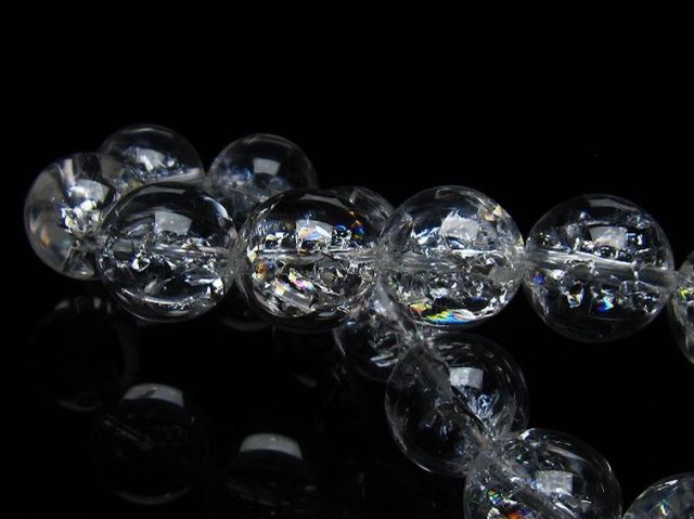 アイリスクォーツ 虹入り レインボークラック水晶 ブレスレット 16mm [T502-8678]