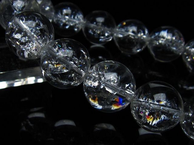 アイリスクォーツ 虹入り レインボークラック水晶 ブレスレット 16mm [T502-8678]