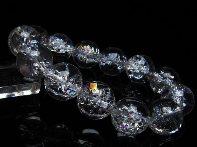 アイリスクォーツ 虹入り レインボークラック水晶 ブレスレット 18mm [T502-8699]
