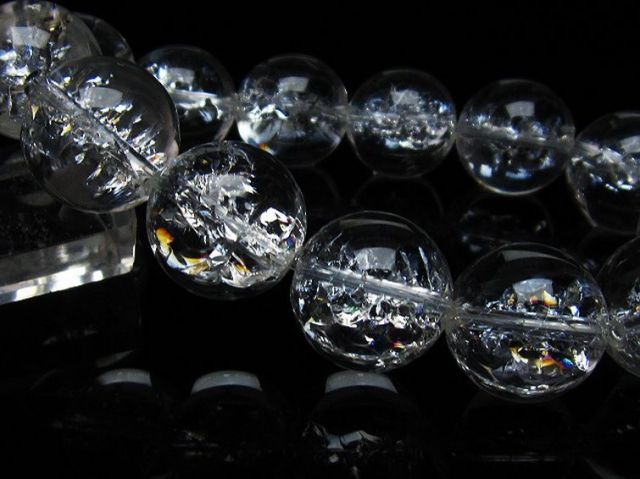 アイリスクォーツ 虹入り レインボークラック水晶 ブレスレット 18mm [T502-8706]