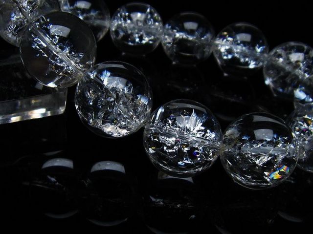 アイリスクォーツ 虹入り レインボークラック水晶 ブレスレット 18mm [T502-8769]
