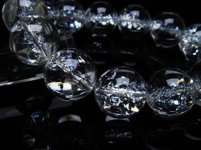 アイリスクォーツ 虹入り レインボークラック水晶 ブレスレット 18mm [T502-8771]