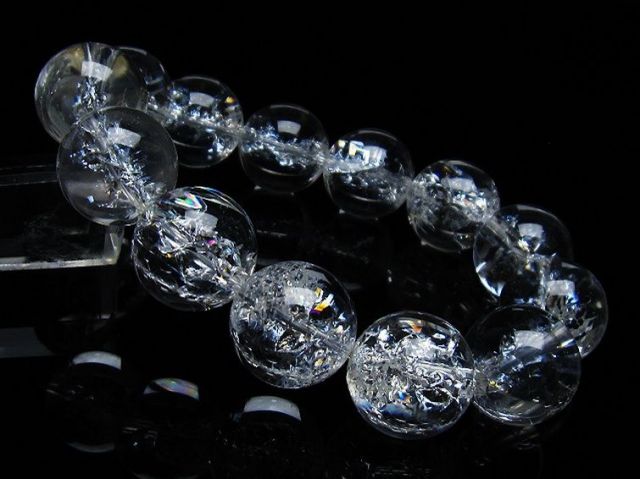 アイリスクォーツ 虹入り レインボークラック水晶 ブレスレット 18mm [T502-8773]