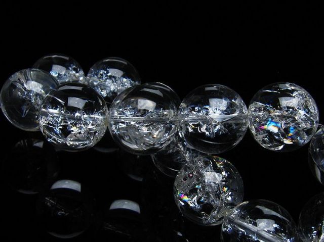 アイリスクォーツ 虹入り レインボークラック水晶 ブレスレット 18mm [T502-8773]