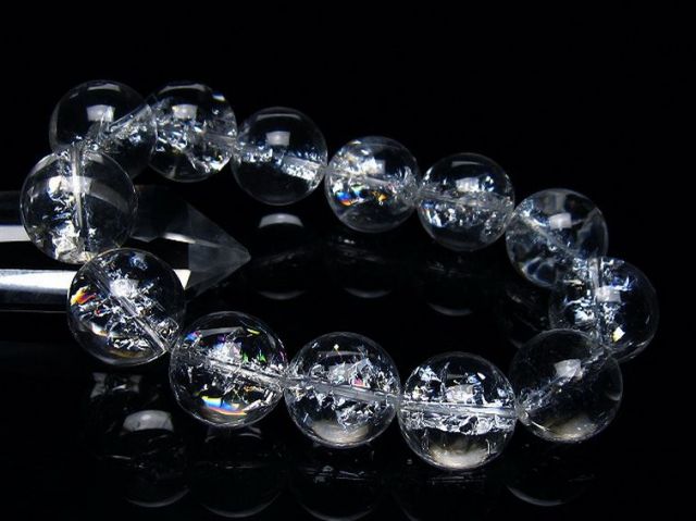 アイリスクォーツ 虹入り レインボークラック水晶 ブレスレット 18mm [T502-8940]