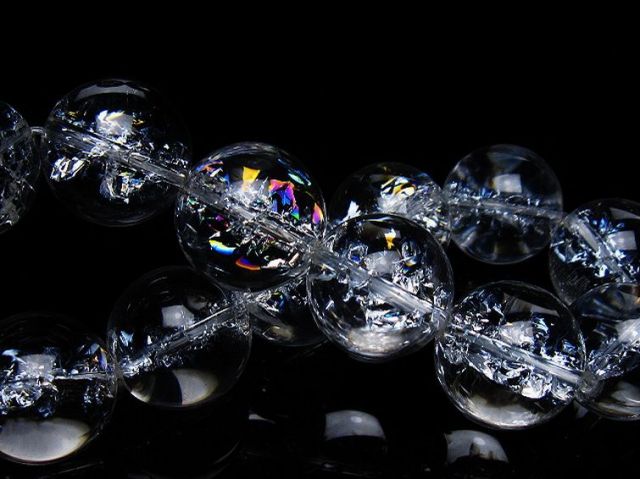 アイリスクォーツ 虹入り レインボークラック水晶 ブレスレット 18mm [T502-8940]