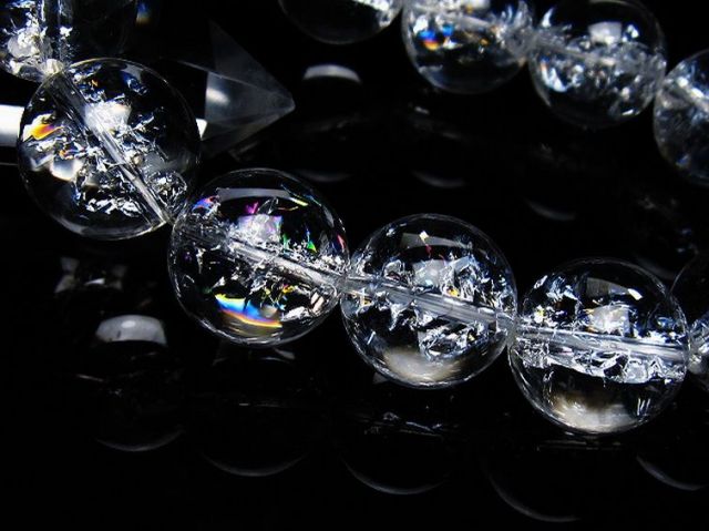 アイリスクォーツ 虹入り レインボークラック水晶 ブレスレット 18mm [T502-8940]