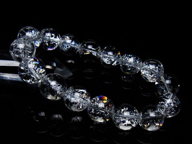 アイリスクォーツ 虹入り レインボークラック水晶 ブレスレット 14mm [T502-8989]