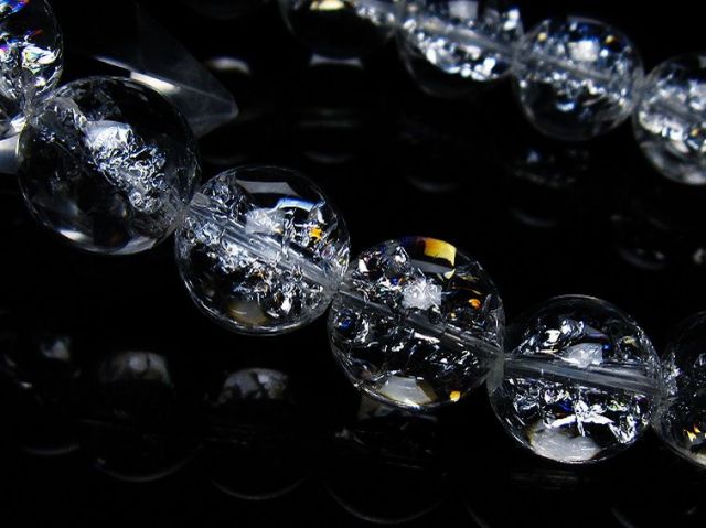 アイリスクォーツ 虹入り レインボークラック水晶 ブレスレット 14mm [T502-8989]