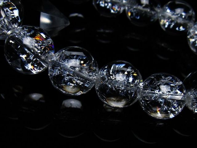 アイリスクォーツ 虹入り レインボークラック水晶 ブレスレット 15mm [T502-8998]