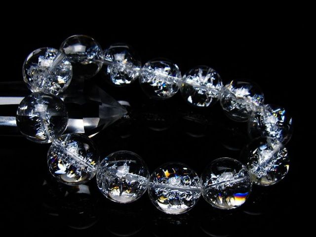 アイリスクォーツ 虹入り レインボークラック水晶 ブレスレット 18mm [T502-9010]