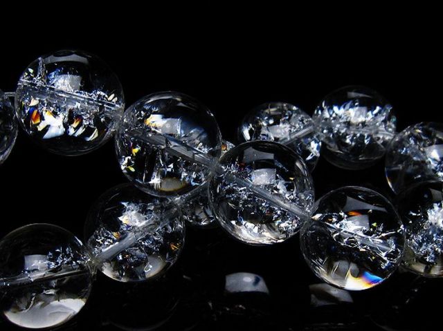 アイリスクォーツ 虹入り レインボークラック水晶 ブレスレット 18mm [T502-9010]