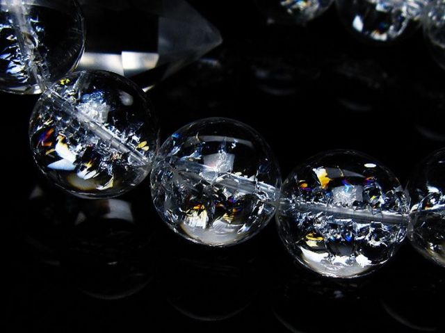 アイリスクォーツ 虹入り レインボークラック水晶 ブレスレット 18mm [T502-9010]