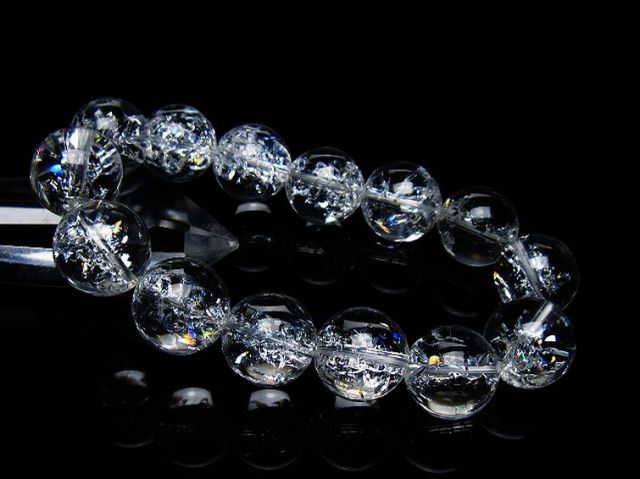 アイリスクォーツ 虹入り レインボークラック水晶 ブレスレット 16mm [T502-9017]
