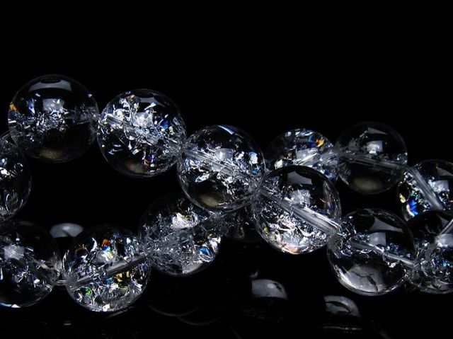 アイリスクォーツ 虹入り レインボークラック水晶 ブレスレット 16mm [T502-9017]