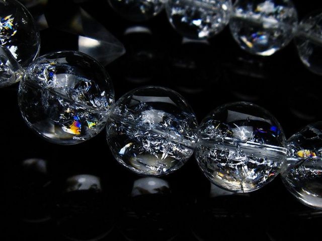 アイリスクォーツ 虹入り レインボークラック水晶 ブレスレット 16mm [T502-9017]