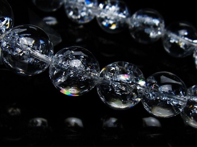 アイリスクォーツ 虹入り レインボークラック水晶 ブレスレット 12mm [T502-9019]
