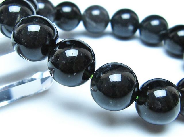 チンターマニストーン アリゾナ州産 天然ガラス ブレスレット（サフォーダイト/シリウス隕石） 14mm [t520-1691]