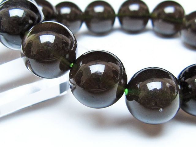 チンターマニストーン アリゾナ州産 天然ガラス ブレスレット（サフォーダイト/シリウス隕石） 15mm [t520-2162]