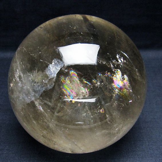 1.4Kg虹入りライトニング水晶丸玉 98mm [T529-5632]