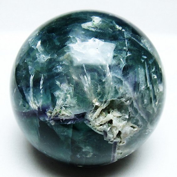 1.4Kgエンジェルフェザー フローライト丸玉 95mm [T540-2488]