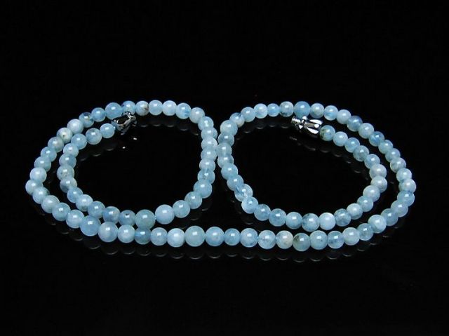 アクアマリンネックレス 4mm [T556-3517]