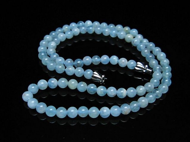 アクアマリンネックレス 5mm [T556-3546]