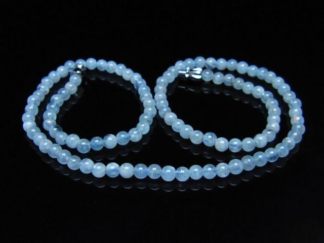 アクアマリンネックレス 4mm [t556-3730]
