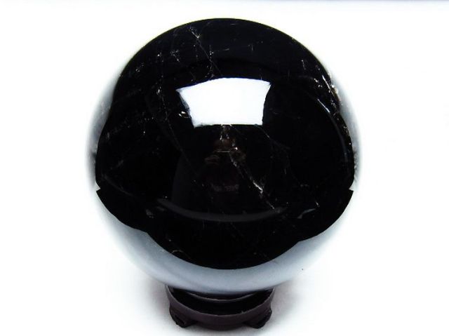 6.1Kgモリオン 純天然 黒水晶 丸玉 167mm [T572-10849]