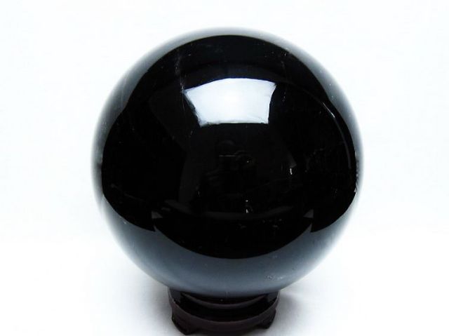 130mm 3287gAAA級魔除け天然モリオン丸玉B78C1/249C30D モリオン（黒水晶）丸玉 置き石 台座付き 直径10.1cm | うさぎ屋