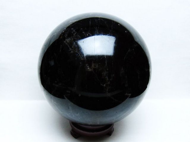 10.9Kgモリオン 純天然 黒水晶 丸玉 200mm [t572-11729]